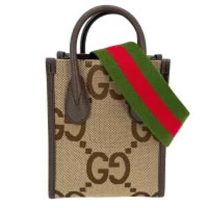 Gucci Jumbo GG Tote Bag Handbag Shoulder Crossbody Beige Brown